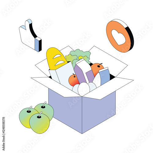 Food Donation vector Gradient isometric Style illustration. Eps 10 File