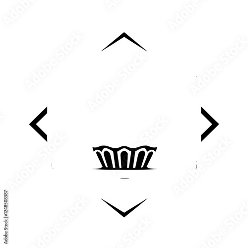 Abstract black and white representation of a muffin.