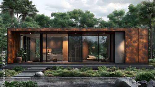 Modern Rustic Cabin Nestled Amongst Lush Greenery