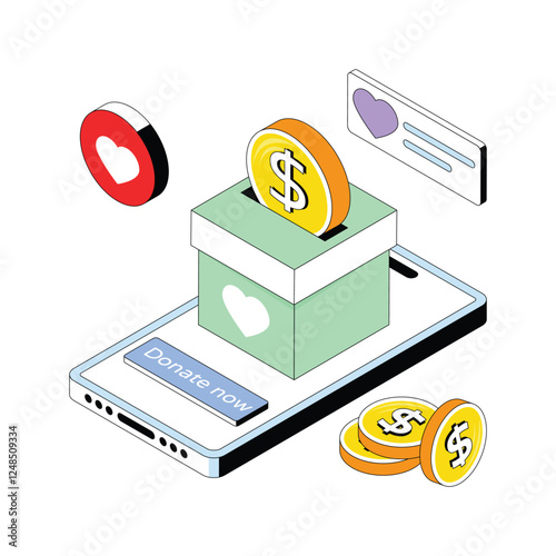 Donate Now  vector Gradient isometric Style illustration. Eps 10 File