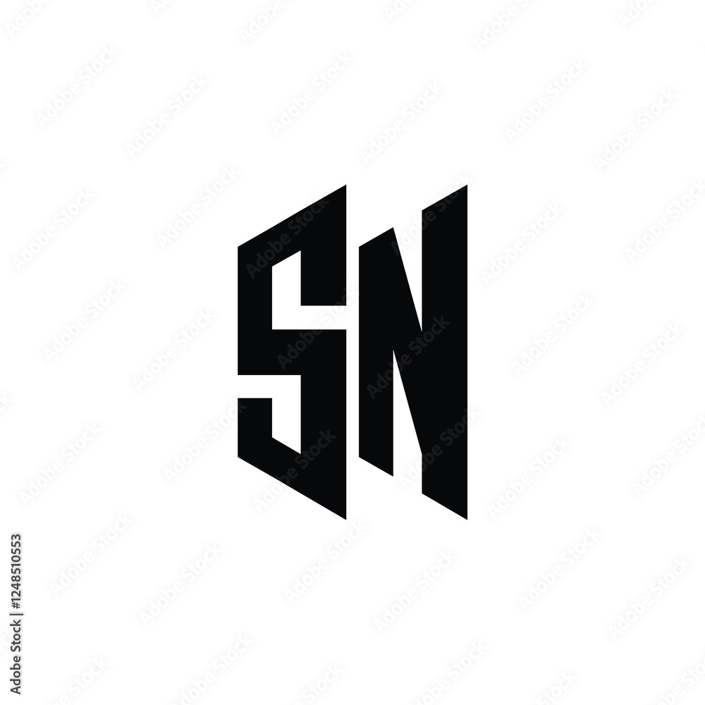 Obraz premium SN monogram logo design letter text name symbol monochrome logotype alphabet character simple logo