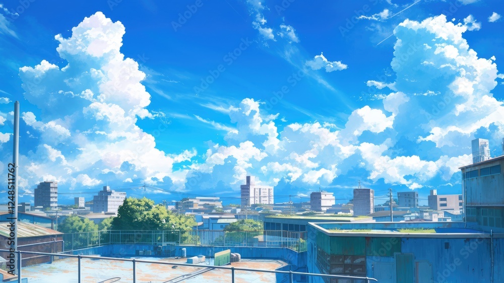 Fototapeta premium 校舎の屋上からの眺め