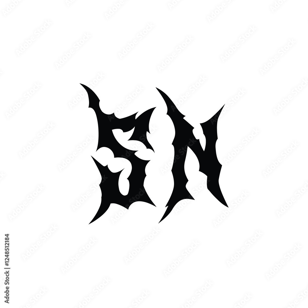 Fototapeta premium SN monogram logo design letter text name symbol monochrome logotype alphabet character simple logo