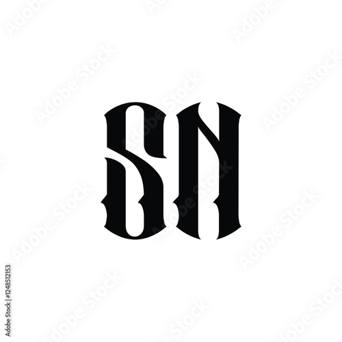 SN monogram logo design letter text name symbol monochrome logotype alphabet character simple logo