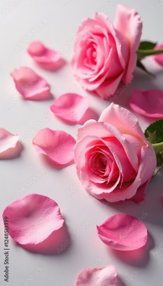 Delicate petals scattered on a soft background, garden, rose, bouquet Delicate petals scattered on a soft background, garden, rose, bouquet