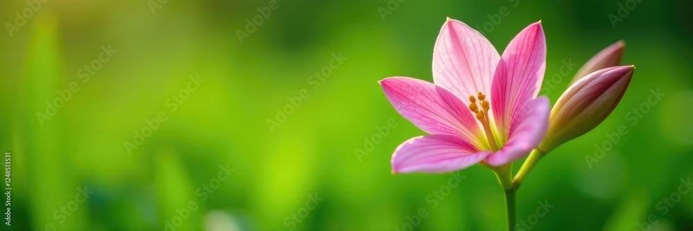 Delicate pink amarcrinum flower in a green meadow, green meadows, botanicals Delicate pink amarcrinum flower in a green meadow, green meadows, botanicals