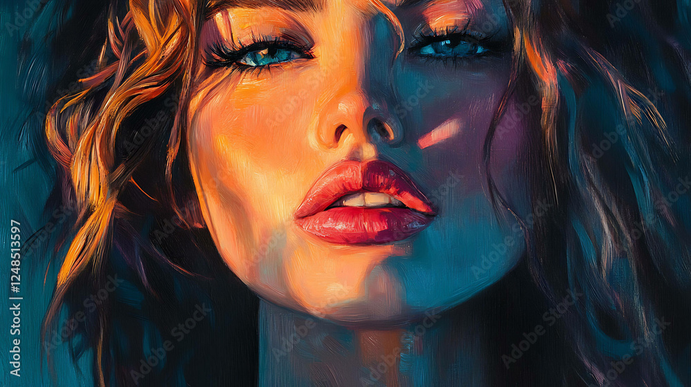 Portrait of a woman with ombre lips and glowing blush Portrait of a woman with ombre lips and glowing blush