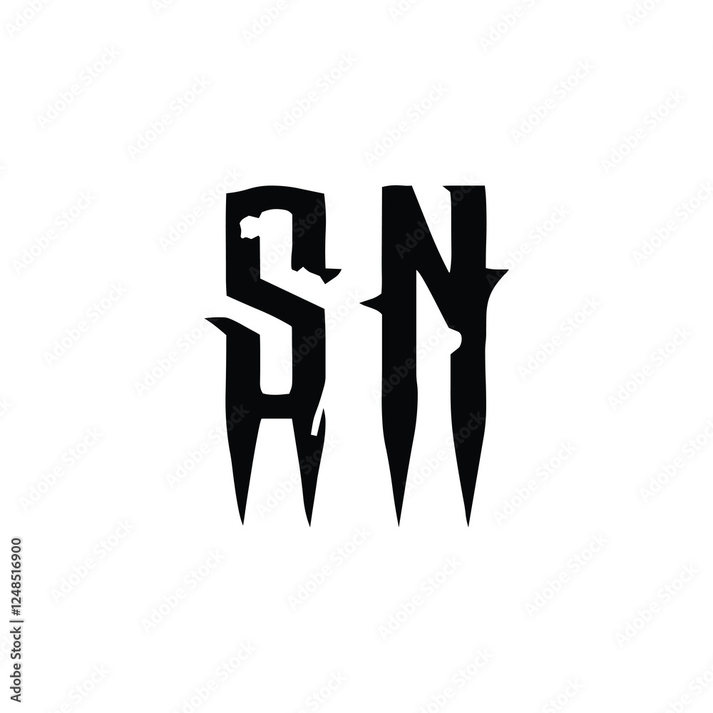 Obraz premium SN monogram logo design letter text name symbol monochrome logotype alphabet character simple logo