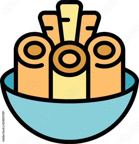 Cannelloni pasta tubes are arranged in a bowl, ready to be served