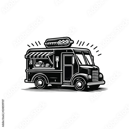 Logo of food truck vintage illustration
