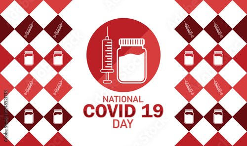 National Covid-19 Day greeting card. Holiday concept. Template for background, banner, card, poster with text inscription. Vector illustration