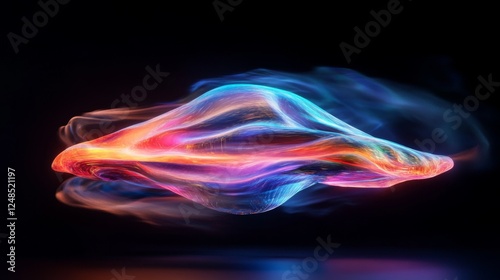 Colorful Abstract Waves of Light Flowing in Dark Background photo