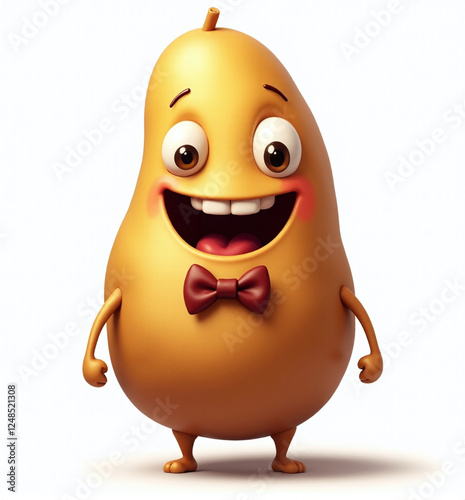 Gentleman Potato Character, 2D Kids Illustration on White Background


