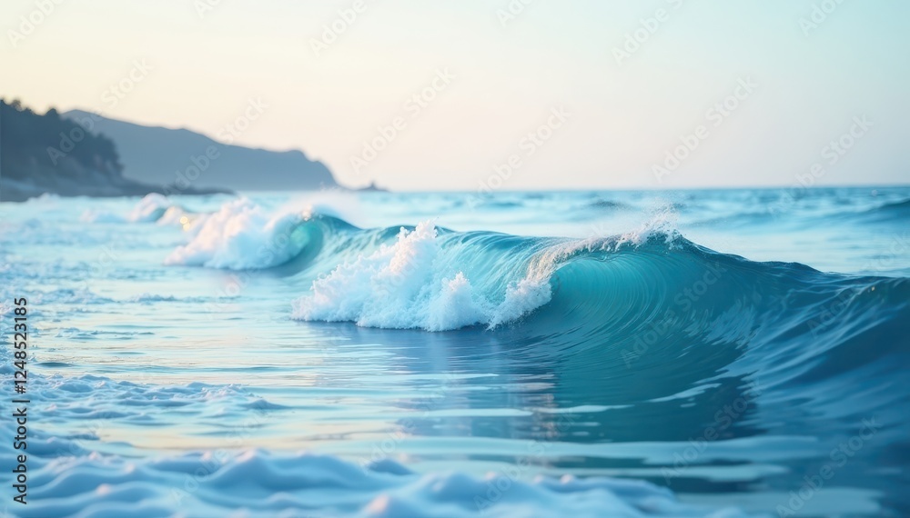 Fototapeta premium Pure white drap flowing like a wave across a lake, landscape, serene, water