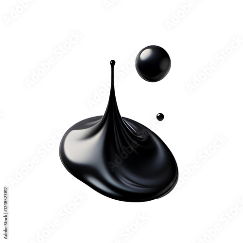 3D black drop oil isolated on white background	