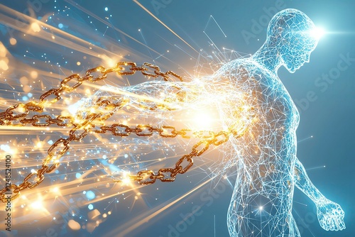 growth fortitude illumination Illustration of breaking free from chains.