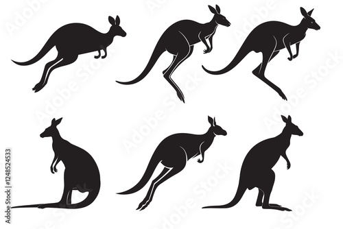 Kangaroo silhouette vector, logo design 