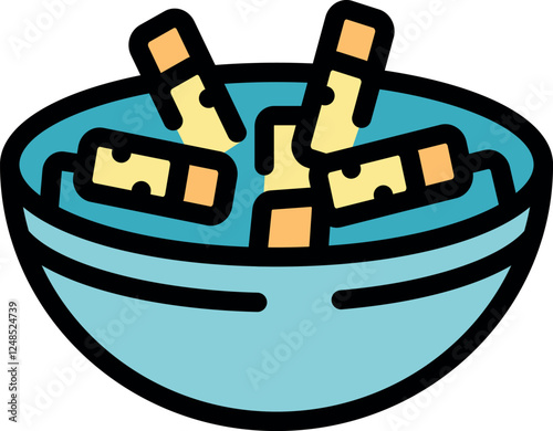Delicious croutons floating in a blue bowl of soup, perfect for representing comfort food or a hearty meal