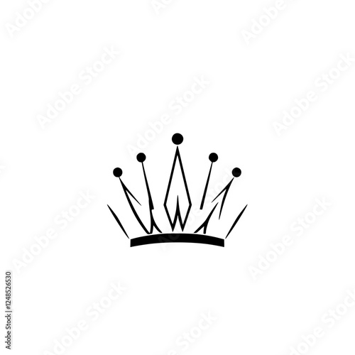 Black and White Crown: A Simple Symbolic Vector Crown on White Background.