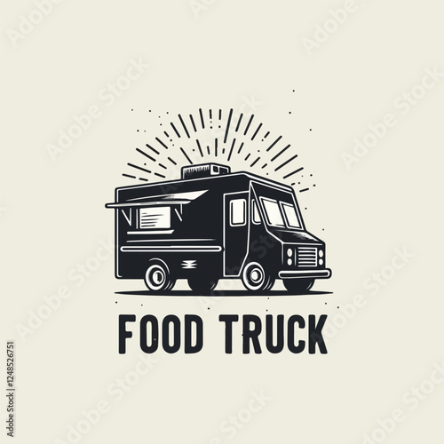 Logo of food truck vintage illustration