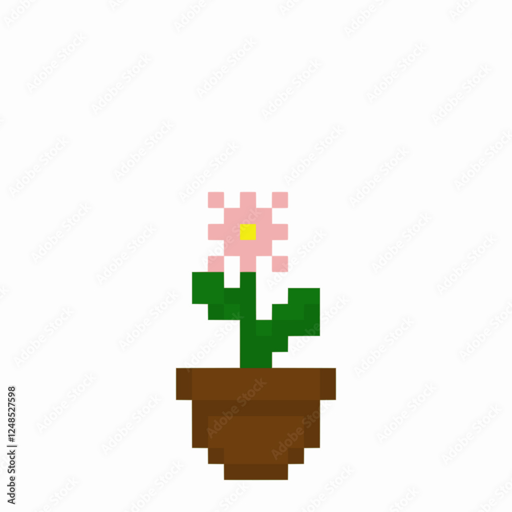 Obraz premium flowers in a pot, pixel art