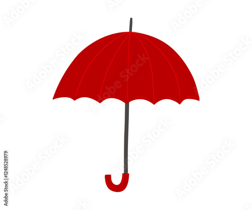 The umbrella is drawn in a flat style. Rain, puddles, bad weather. Hand drawn vector illustration.