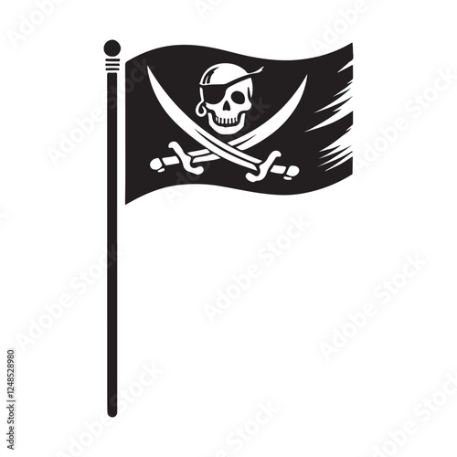 Pirate Flag Silhouette Vector Graphic Illustration Download for Free