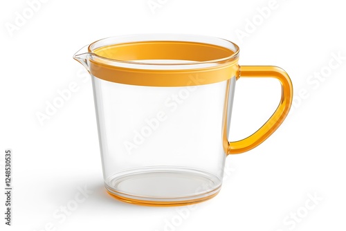 3D Style Glass Measuring Cup Filled with Milk Kitchenware Tool. photo