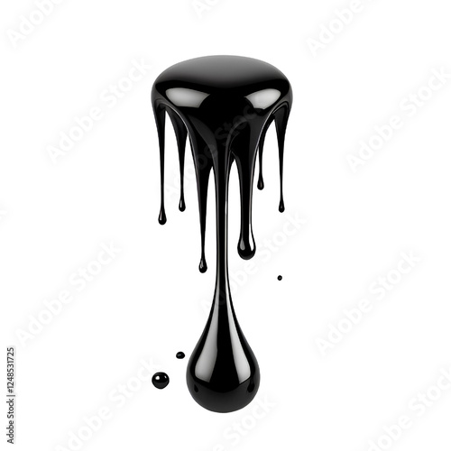 3D black drop oil isolated on white background	