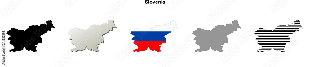 Obraz premium Slovenia outline map set