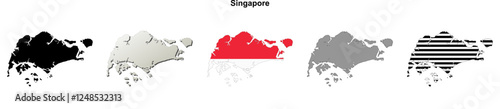 Singapore outline map set