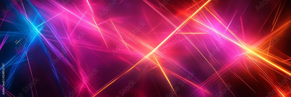 Abstract neon laser beams intersecting against a dark futuristic background, creating a vibrant and dynamic visual effect Abstract neon laser beams intersecting against a dark futuristic background, creating a vibrant and dynamic visual effect