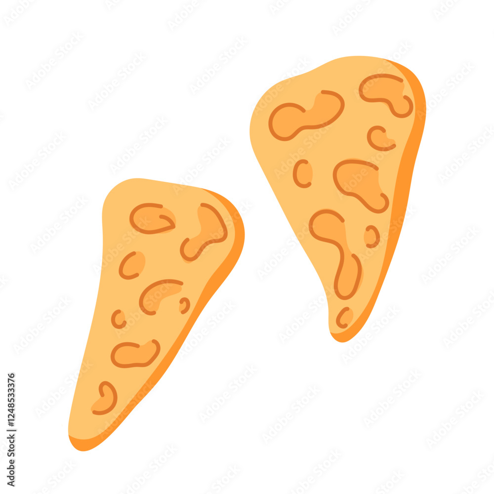 Slice of flatbread with an texture in cartoon. Pita, tortilla bread for bakery, food packaging, mediterranean cuisine or culinary project. Slice of flatbread with an texture in cartoon. Pita, tortilla bread for bakery, food packaging, mediterranean cuisine or culinary project.
