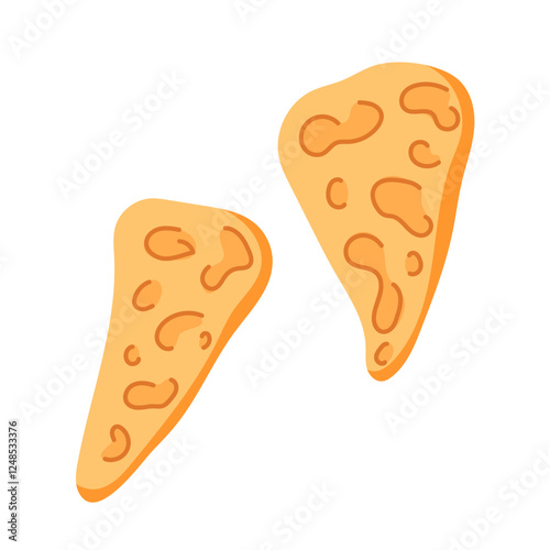 Slice of flatbread with an texture in cartoon. Pita, tortilla bread for bakery, food packaging, mediterranean cuisine or culinary project.