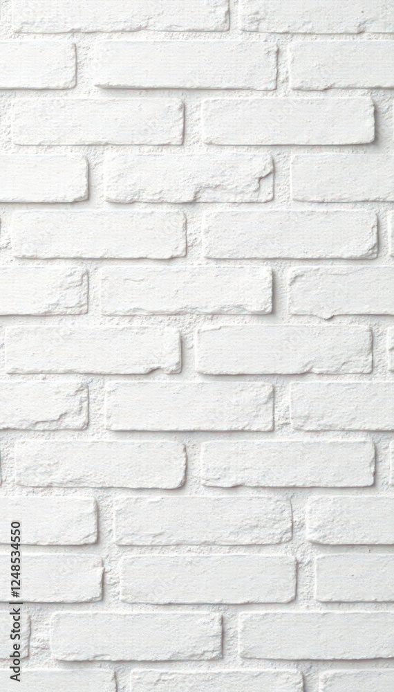 Clean white brick wall with subtle mortar lines, interior, space Clean white brick wall with subtle mortar lines, interior, space