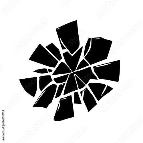 Graphic illustration of fractured glass, representing fragility or destruction.