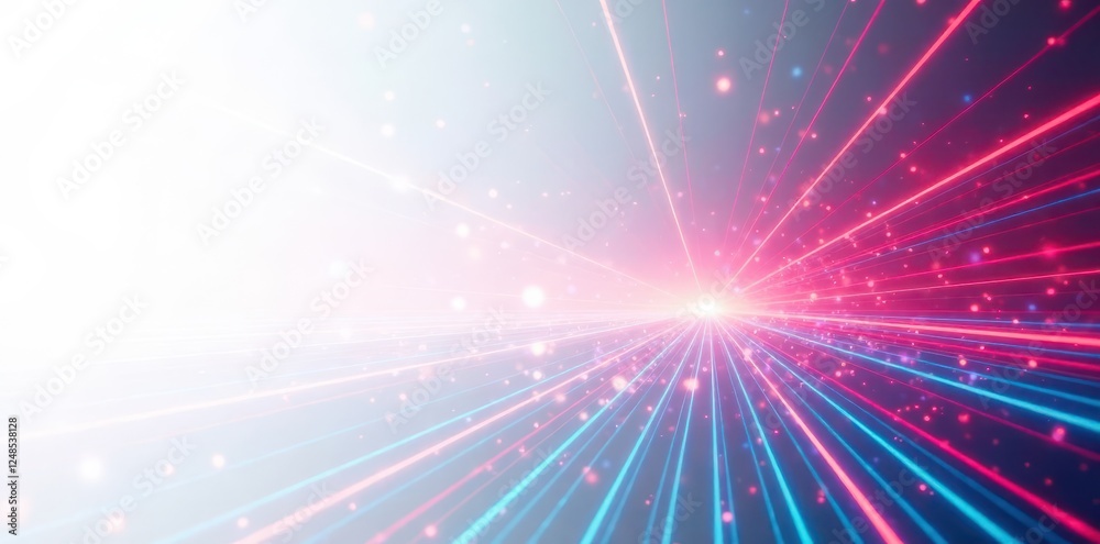 Obraz premium Abstract glowing lines, white backdrop, futuristic tech design, sci-fi, simple