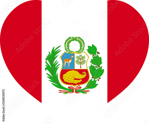peru heart shaped icon flag illustrator national