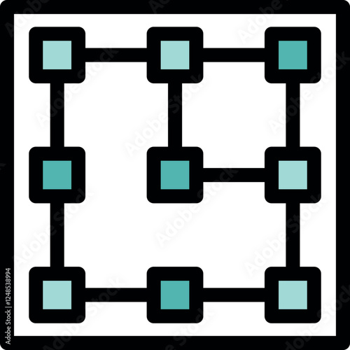 Secure network grid visualized with interconnected digital blocks, representing blockchain technology and data exchange