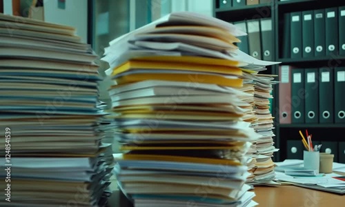 pile of documents in the administration office
