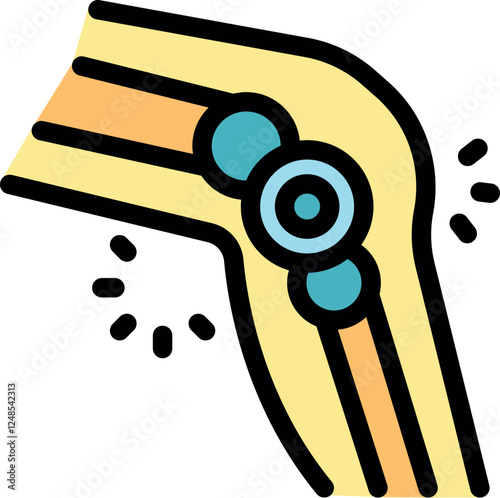 Cartoon knee pain icon representing joint inflammation, arthritis, or injury, highlighting bone structure and potential medical conditions