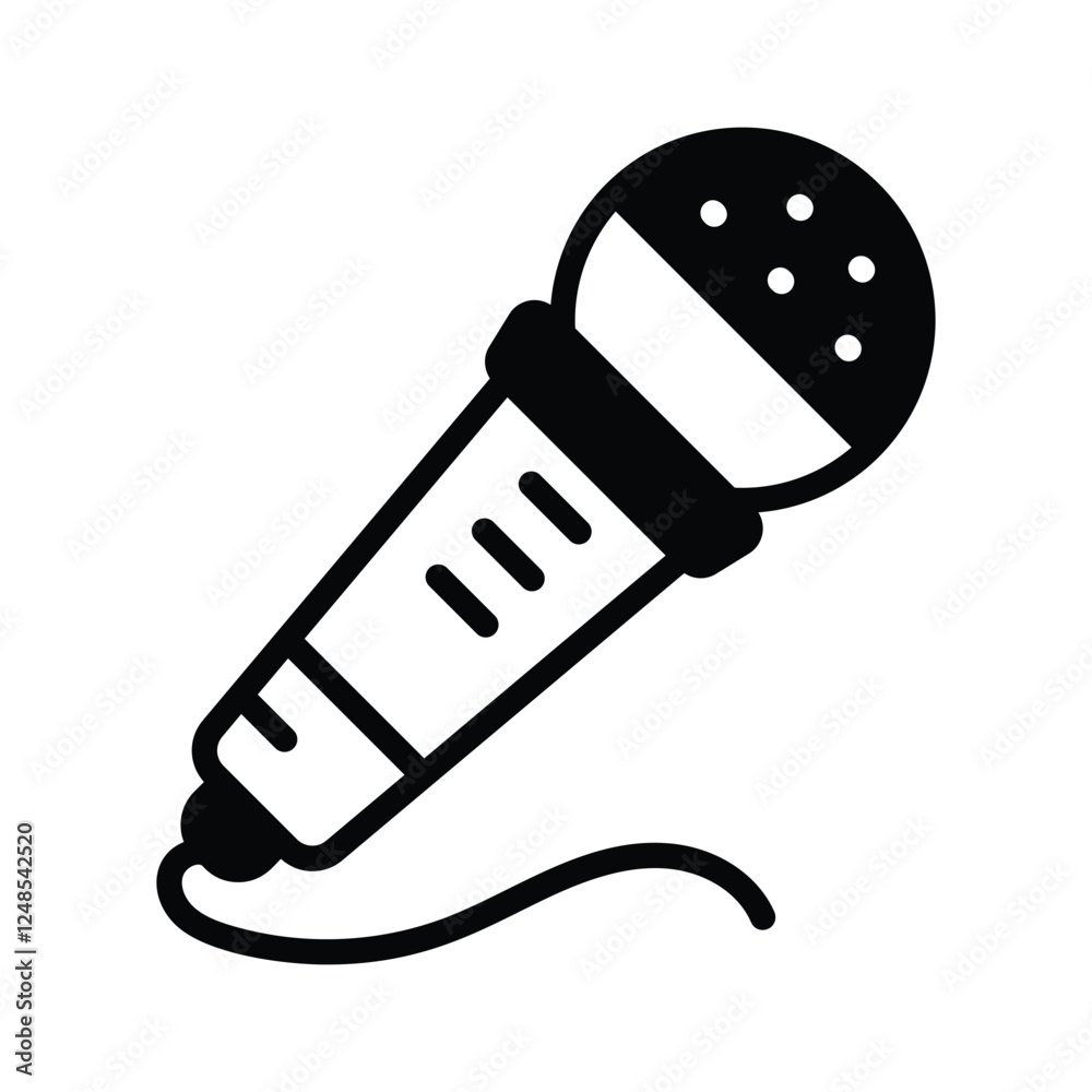A microphone representing singing, broadcasting, and performances A microphone representing singing, broadcasting, and performances