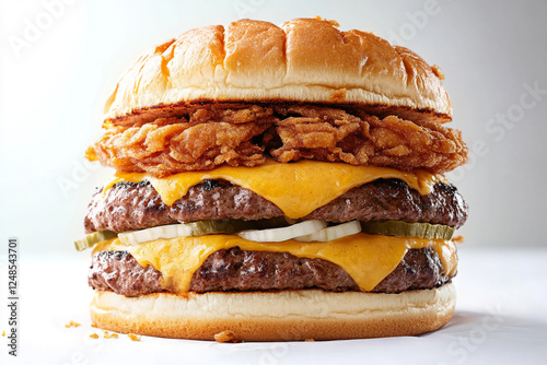 Giant double burger with crispy bun photo