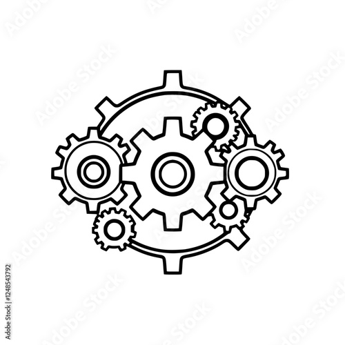 Interlocking gears illustration, showing how parts function.