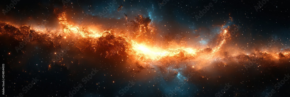 Cosmic Firestorm: A Celestial Tapestry of Orange and Blue Nebulae Cosmic Firestorm: A Celestial Tapestry of Orange and Blue Nebulae