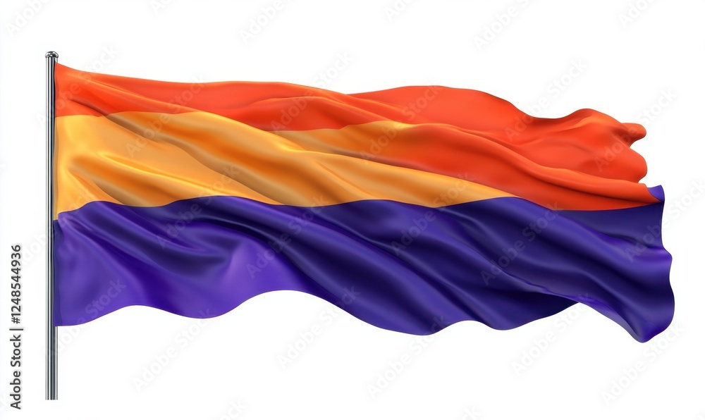 Fototapeta premium Flag of South Ossetia waving, isolated white background, patriotic symbol, for national pride