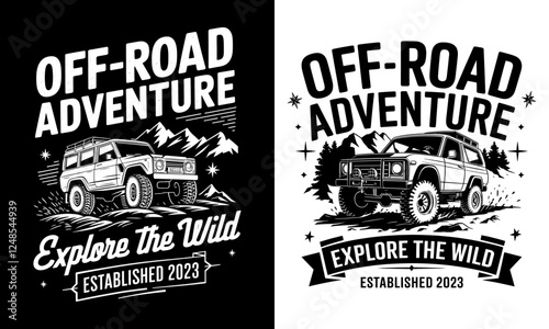 Off-Road Adventure T-Shirt Design - Explore the Wild with Bold Graphics of Rugged Vehicles! Perfect for Outdoor Enthusiasts and Adventure Seekers Who Love Exploring Nature Since 2023! photo