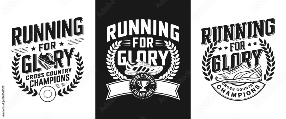 Fototapeta premium Running for Glory T-Shirt Design - Celebrate Cross Country Champions with Bold Graphics! Perfect for Runners Who Embody Team Spirit and Dedication to Achieving Greatness!
