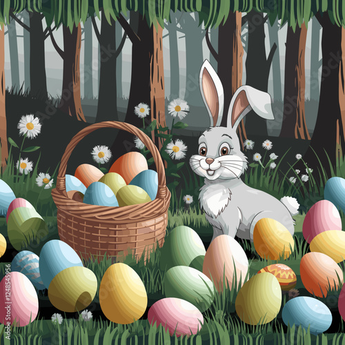 easter, egg, spring, holiday, pattern, vector, decoration, illustration, celebration, eggs, flower, grass, season, seamless, cute, design, colorful, card, nature, wallpaper, green, cartoon, color, sym