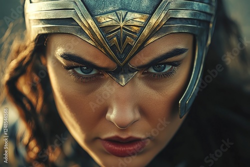 Wonder Woman prepares for battle with fierce determination and focus in an epic cinematic moment